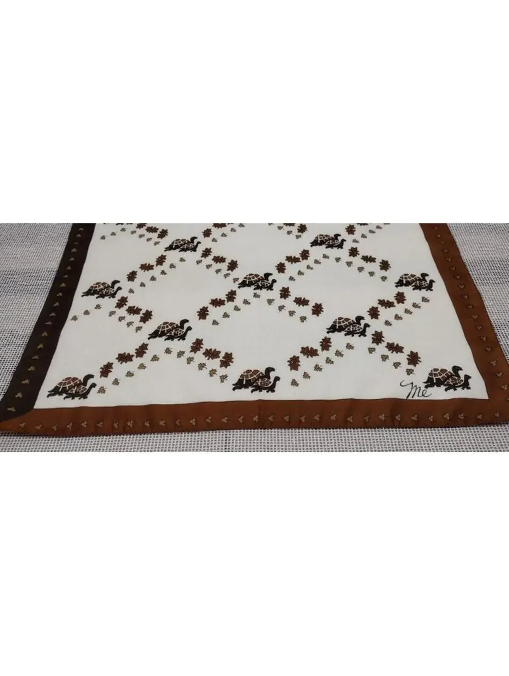 1970s Turtles Scarf Brown Turtle Me Scarf 1960s Mid Century Colors Acetate